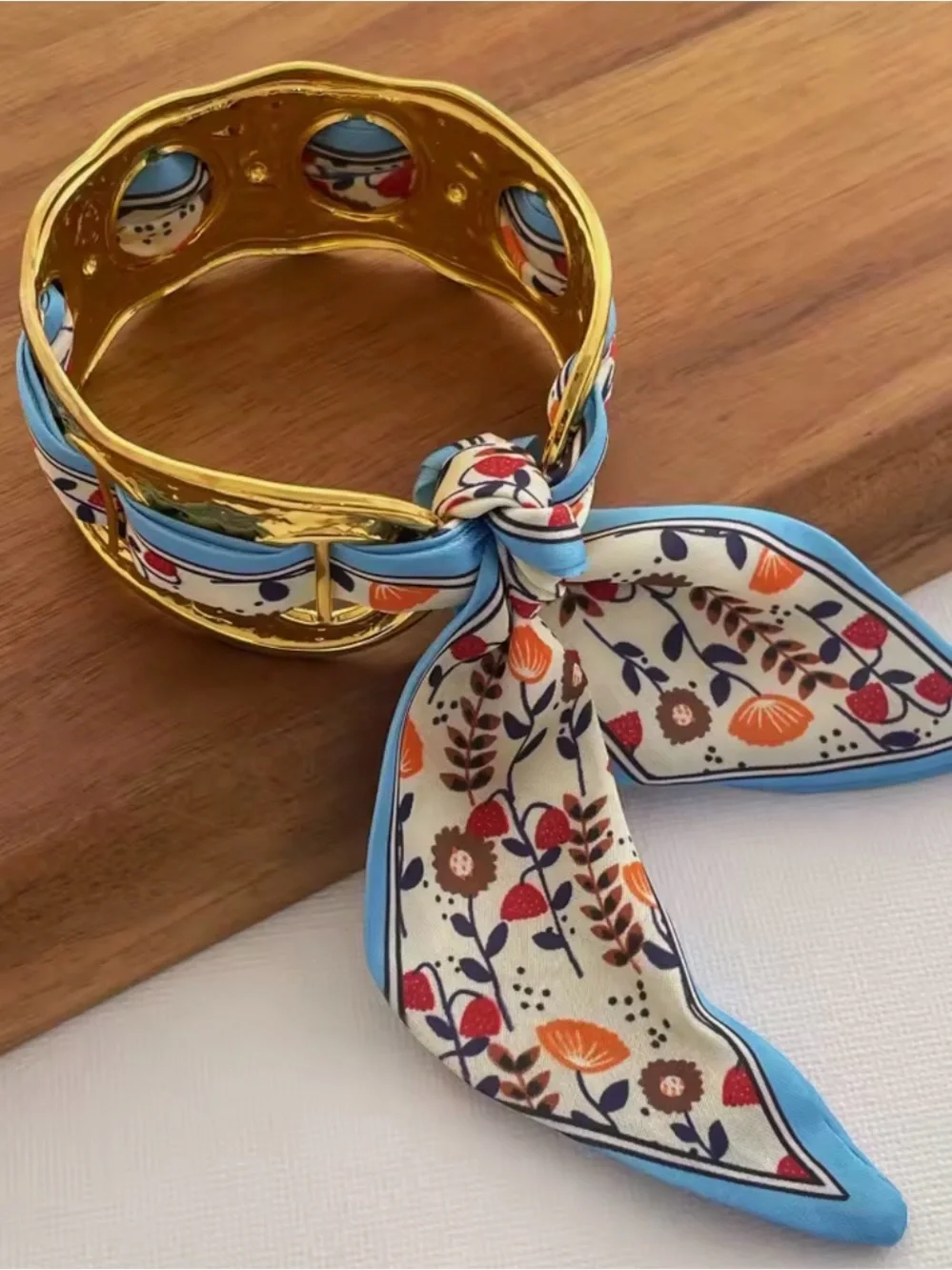 Gold-Tone Silk Scarf Bangle Bracelet - different styles available